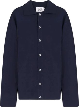 Alpha Industries Button Collar Cardigan - Heren - Vesten - Blauw - M - Truien & Vesten
