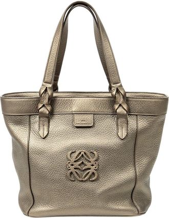 Loewe Bronze Grained Leather Fusta Anagram Tote (Authentic Pre-Loved)