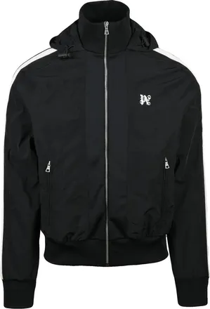 Palm Angels Technical Jacket With High Collar And Contrasting Stripes