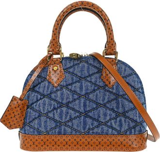 Louis Vuitton Alma Handbag Malletage Denim With Monogram Leather Blue Denim_Jeans Handbag (Pre-Owned)
