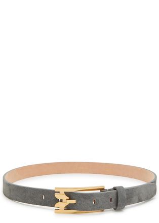 Victoria Beckham Pin-buckle Suede Belt - Grey - 80 (UK 10 / M)