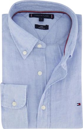 Tommy Hilfiger Overhemden, Heren, Blauw, M, Lichtblauwe Casual Overhemd