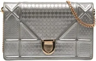 Dior Pre-owned Cross Body Bags, female, Gray, Size: ONE SIZE Pre-owned Wallet on Chain