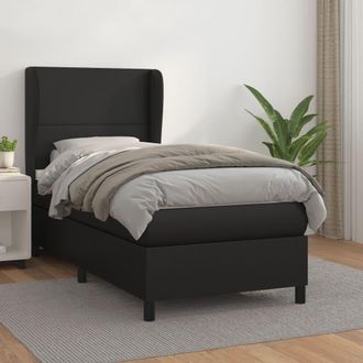 vidaXL Vidaxl - Cama Box Spring Con Colch&oacute;n Cuero Sint&eacute;tico Negro 90x190 Cm