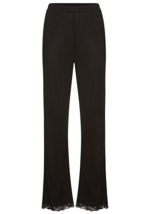 Lascana Schlafhose LASCANA, Damen, Gr. 32/34, N-Gr, blau (schwarz), Single Jersey, Obermaterial: 100% Viskose, unifarben, bequem lang, Hosen Schlafhose, mit S