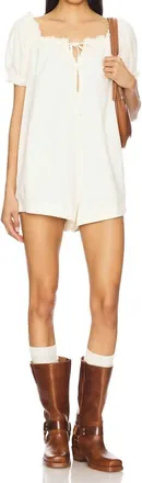Free People Womens Daisy Denim Babydoll Romper In Vanilla
