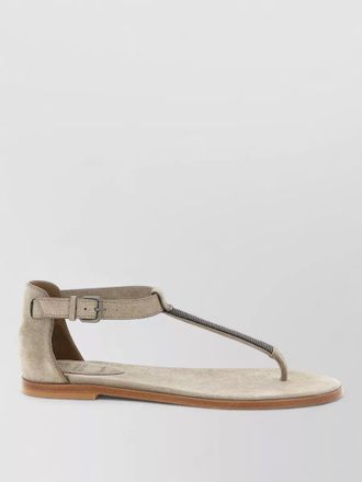 Brunello Cucinelli suede t-strap flat sandals