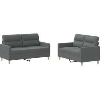vidaXL vidaXL Set di Divani 2 pz con Cuscini Grigio Scuro in Tessuto