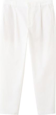 Mango Pleated Straight Fit Cotton Blend Pants in Off White at Nordstrom, Size 34