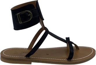 K.Jacques Black Sandals With Elegant Ankle Strap