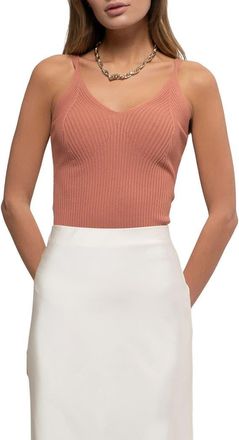Blu Pepper V-Neck Ribbed Crop Tank in Sienna at Nordstrom Rack, Size Large