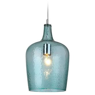 Netlighting Glass 1 Light Dome Ceiling Pendant Chrome Aqua Glass E27