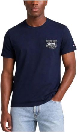 Tommy Hilfiger Tops, Heren, Blauw, M, Reg Sign Flag T-Shirt