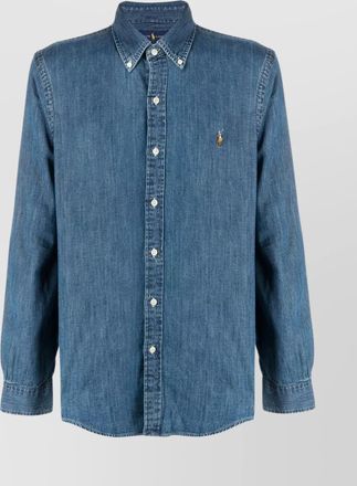 Ralph Lauren button-down collar denim shirt with curved hem