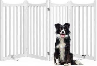 Yaheetech Yaheetech Cancelletto per Cani Estensibile Cancello Pieghevole di Sicurezza da Interno Recinto Barriera per Scale Porta in Legno 3 Pannelli 151,5 cm