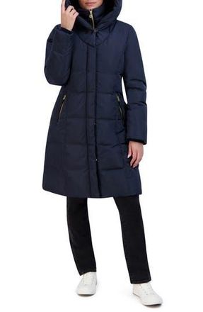 Cole Haan Taffeta Quilted Puffer Coat with Bib in Navy at Nordstrom Rack, Size X-Small