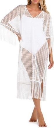 La Blanca Fringe Open Stitch Caftan in White at Nordstrom Rack, Size Large/x-Large