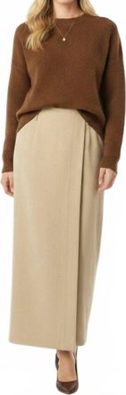 Ellen Tracy Silk Wrap Midi Skirt In Tan
