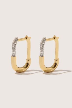 Otiumberg 14kt Gold Vermeil Pav&eacute; Staple Hoop Earrings in Yellow Toned Gold at Nordstrom