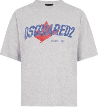 Dsquared2 Tops, Heren, Grijs, M, T-shirt met ronde hals en korte mouwen