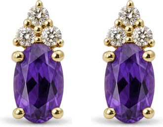 House of Brilliance 10K Yellow Gold Birthstone and Diamond Trio Stud Earrings