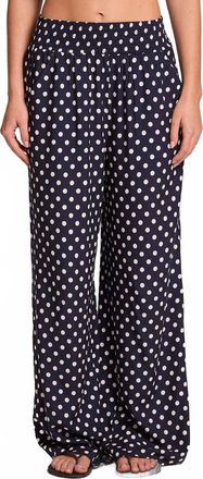 Chaser Blair Polka Dot Wide Leg Trousers In Navy