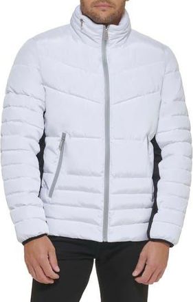 Kenneth Cole Faux Memory Full Zip Mixed Quilted Puffer Jacket in White at Nordstrom Rack, Size Xx-Large
