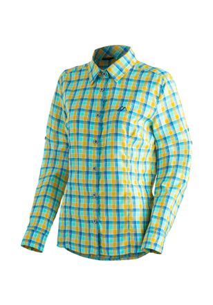 Maier Sports Funktionsbluse MAIER SPORTS Nanni, Damen, Gr. 44, gelb (pastellgelb), 85% Polyester, 15% Viskose, Blusen Funktionsbluse, Damen Bluse, langarm Karoblus