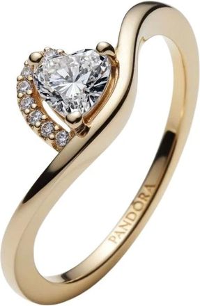 Pandora Wavy Heart Ring - female - Pandora - Rings - Yellow - 52 MM - Accessories