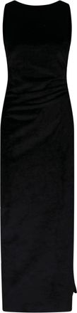 Dondup Black Velvet Side Drape Maxi Dress