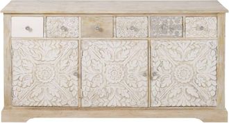 Maisons du monde Aparador con 3 puertas de madera de mango maciza tallada