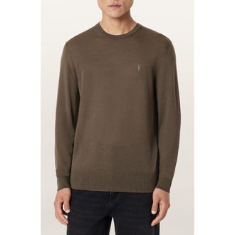 AllSaints Mode Merino Wool Crewneck Sweater in Sage Green at Nordstrom, Size Xx-Large
