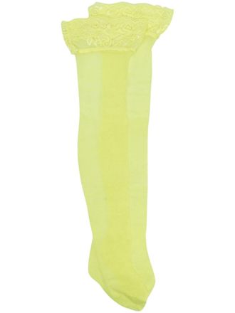 Versace Kousen met bloemenkant - Geel