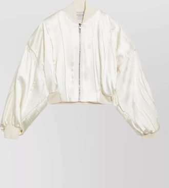Sportmax satin bomber jacket cropped ribbed trims