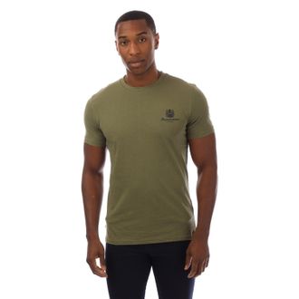 Aquascutum Heren London Borstlogo Crew Neck T-Shirt (Groen/Marineblauw)