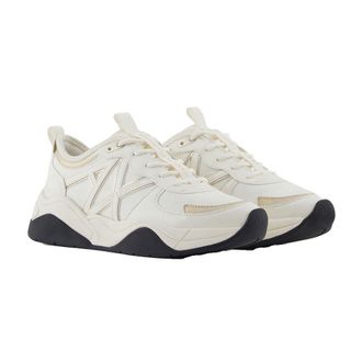 A|X Armani Exchange Womens Cher, Side Logo, Colour Contrasts Sneaker, White Pale, 5 UK