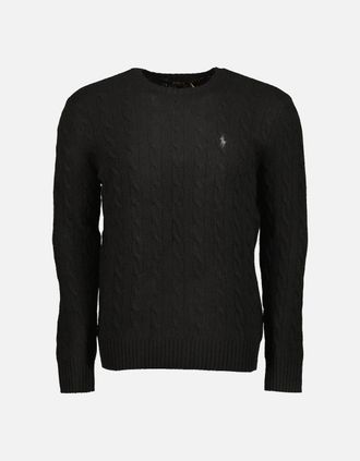 Ralph Lauren Mens Cable-Knit Wool/Cashmer Jumper - Black - Size: 40