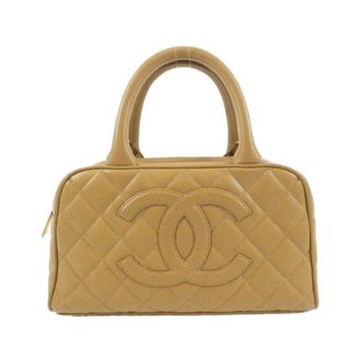 Chanel Beige Sand Grained Calfskin Boston Bag (Pre-Owned)