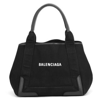 Balenciaga Black Canvas Leather Handbag Tote Bag (Pre-Owned)