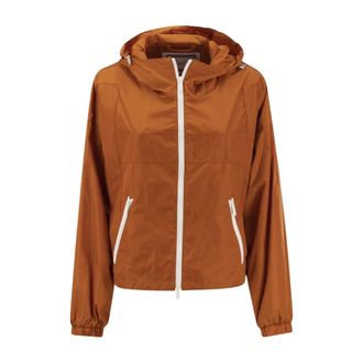 Hogan Light Jackets, female, Orange, Size: S Short Hooded Windbreaker
