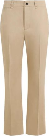 Saint Laurent Rechte katoenen broek - Dames - Wijde Broeken - Beige - S - Katoen - Broeken