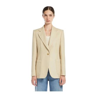 Max Mara Jassen, Dames, Beige, XS, Katoen, Katoenen en Linnen Blazerjas