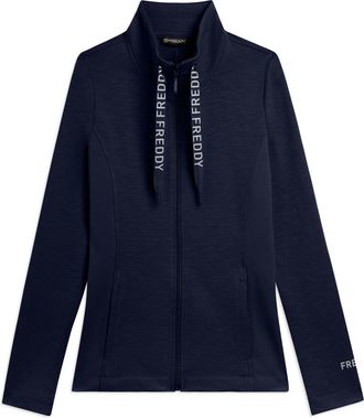 Freddy Felpa in Tessuto Fiammato, Collo Alto con Zip e Coulisse