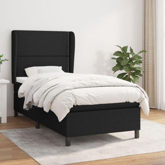vidaXL Vidaxl - Cama Box Spring Con Colch&oacute;n Tela Negro 90x200 Cm