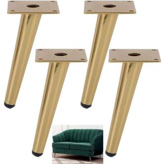 OEM Juego De 4 Patas Angulares Para Sof&aacute;, Mesa, Armario, Mesita De Noche, Patas Met&aacute;licas, Para Mesas De Centro, Alacenas Y Sof&aacute;s, Color Dorado (12 Cm/4,7