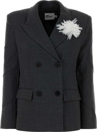 Self Portrait Graphite Twill Oversize Blazer - Dames - Blazers - Grijs - M - Jassen