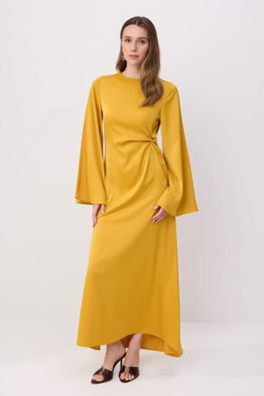 Trendyol Modest Dames Geel Effen Maxi Lang A-lijn Modest Avond Jurken