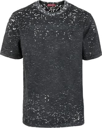 Diesel T-shirt van katoenmix - Heren - T-shirts - Grijs - XL - Katoen - Tops