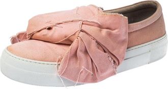 Joshua Sanders Light Pink Canvas Bow Slip On Sneakers