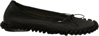 Simone Rocha Schoenen, Dames, Zwart, 37 EU, Leer, Gerimpelde Mesh Ballet Flats